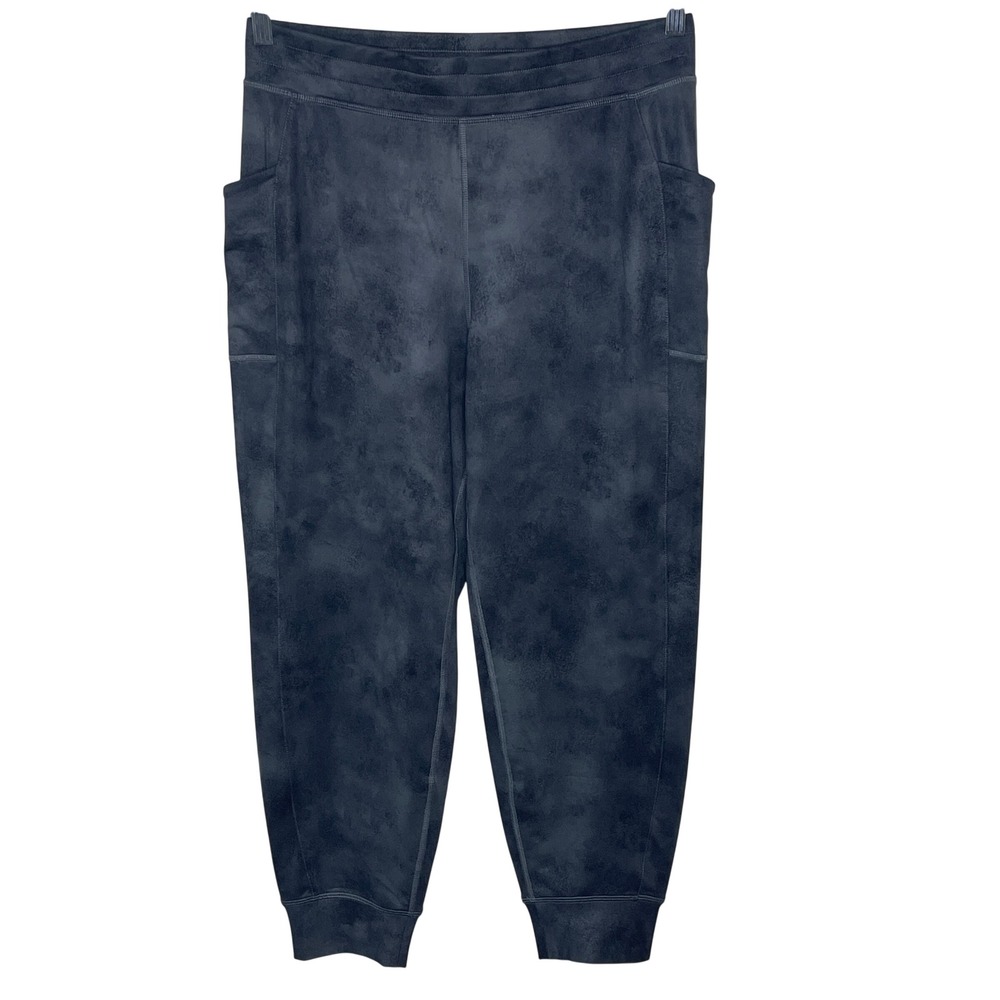 Fabletics Mens Charcoal Gray Acid Wash High Waisted Jogger Pants Side Pockets